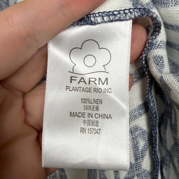 Farm Rio Cowrie 100% Linen Blue and White Shell Midi Skirt SZ S - Picture 6 of 11